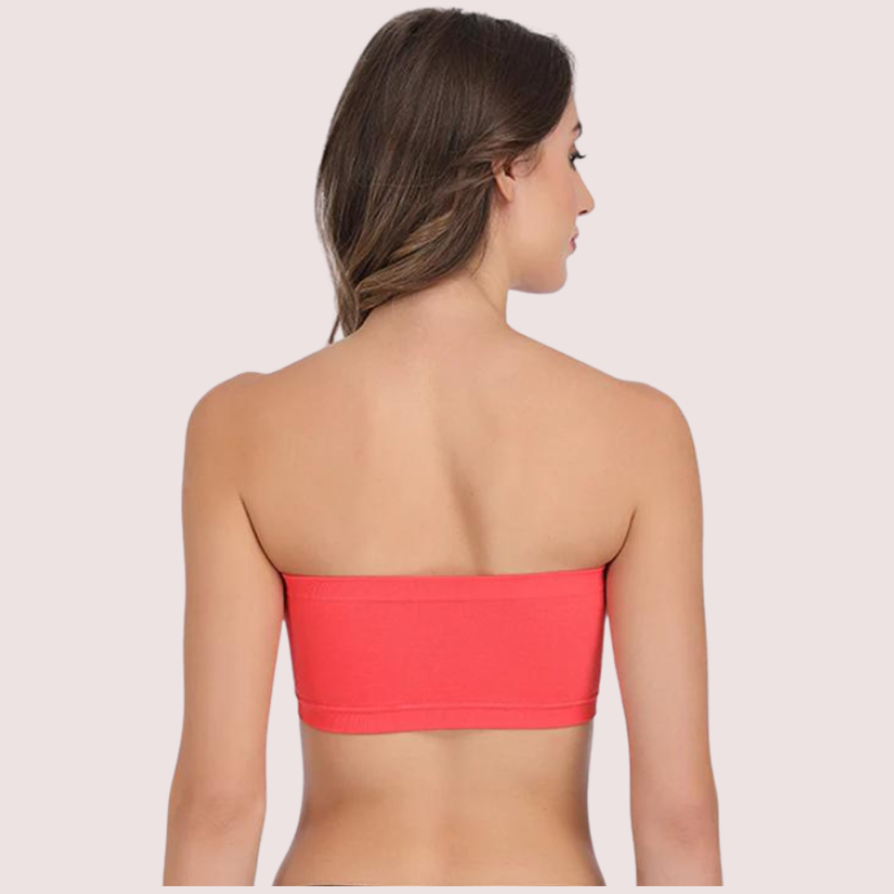 Sexy Coral Red Tube Bandeau Bra Top for Her