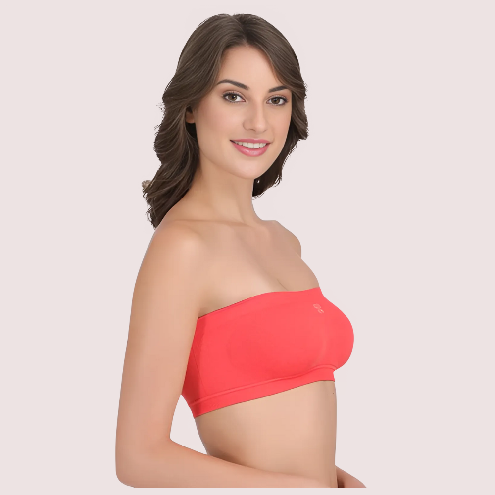 Sexy Coral Red Tube Bandeau Bra Top for Her