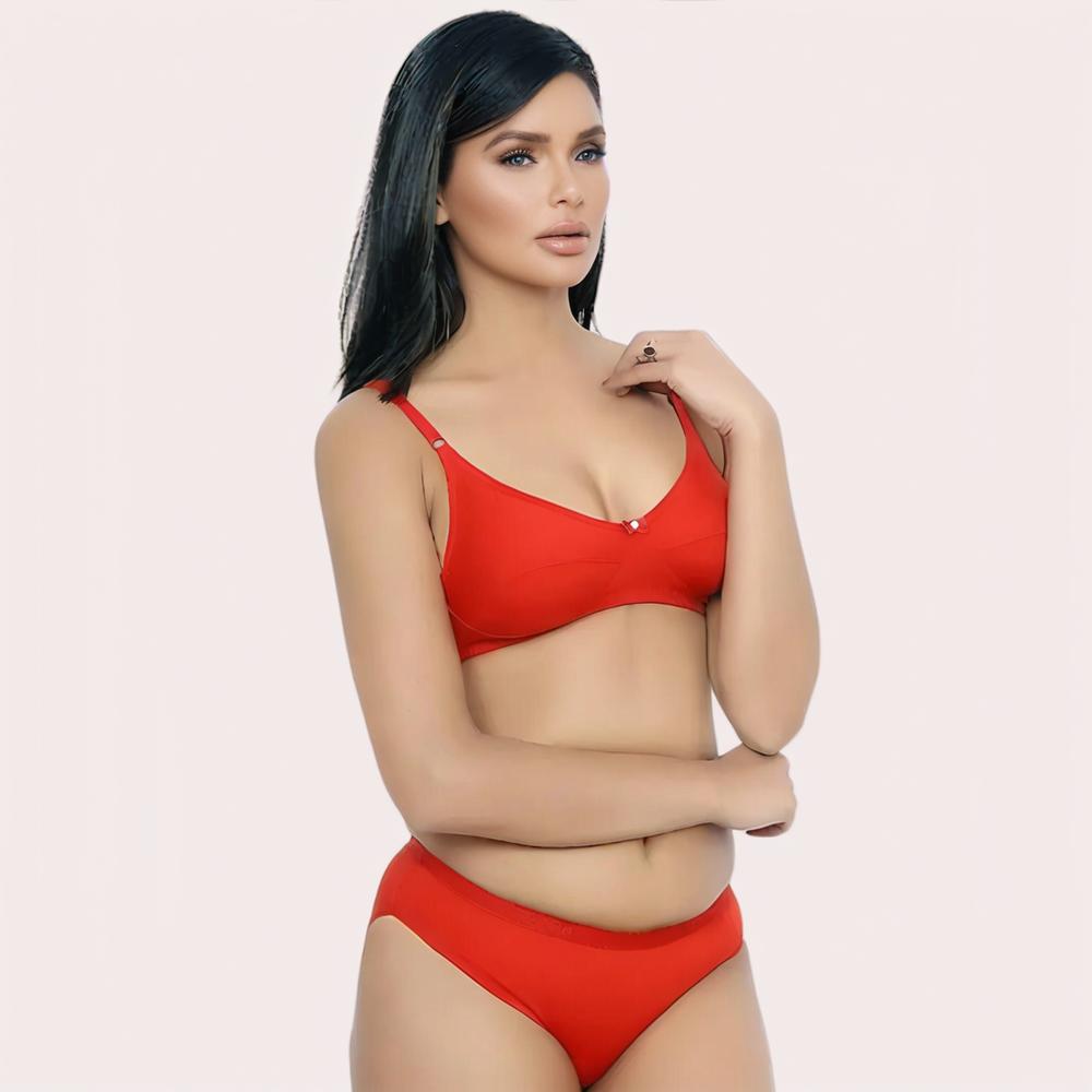 FD Organic Cotton Bra Set – Red | Soft, Skin-Friendly & All-Day Comfort