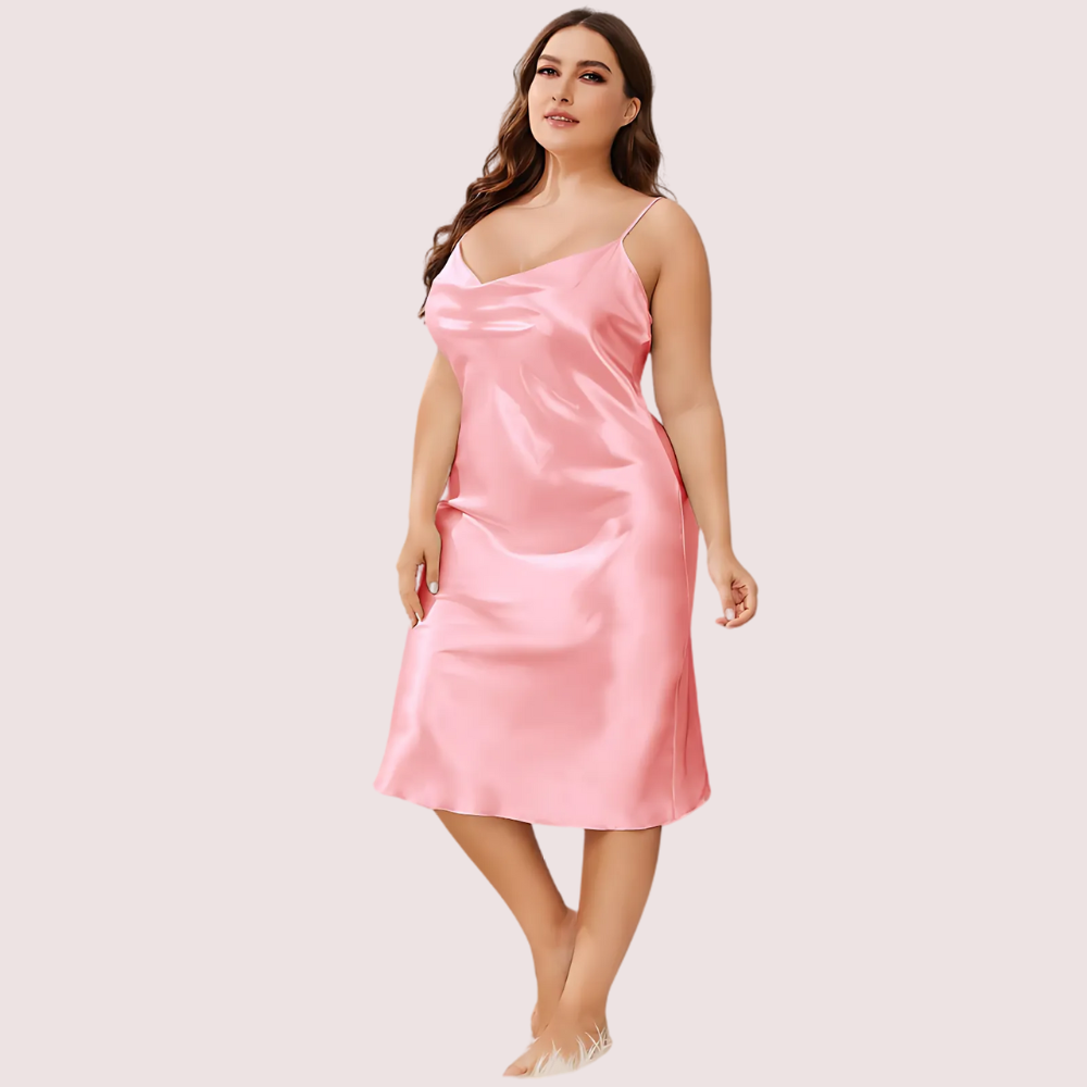 Plus Size Solid Satin Slip Dress (4XLโ5XL)