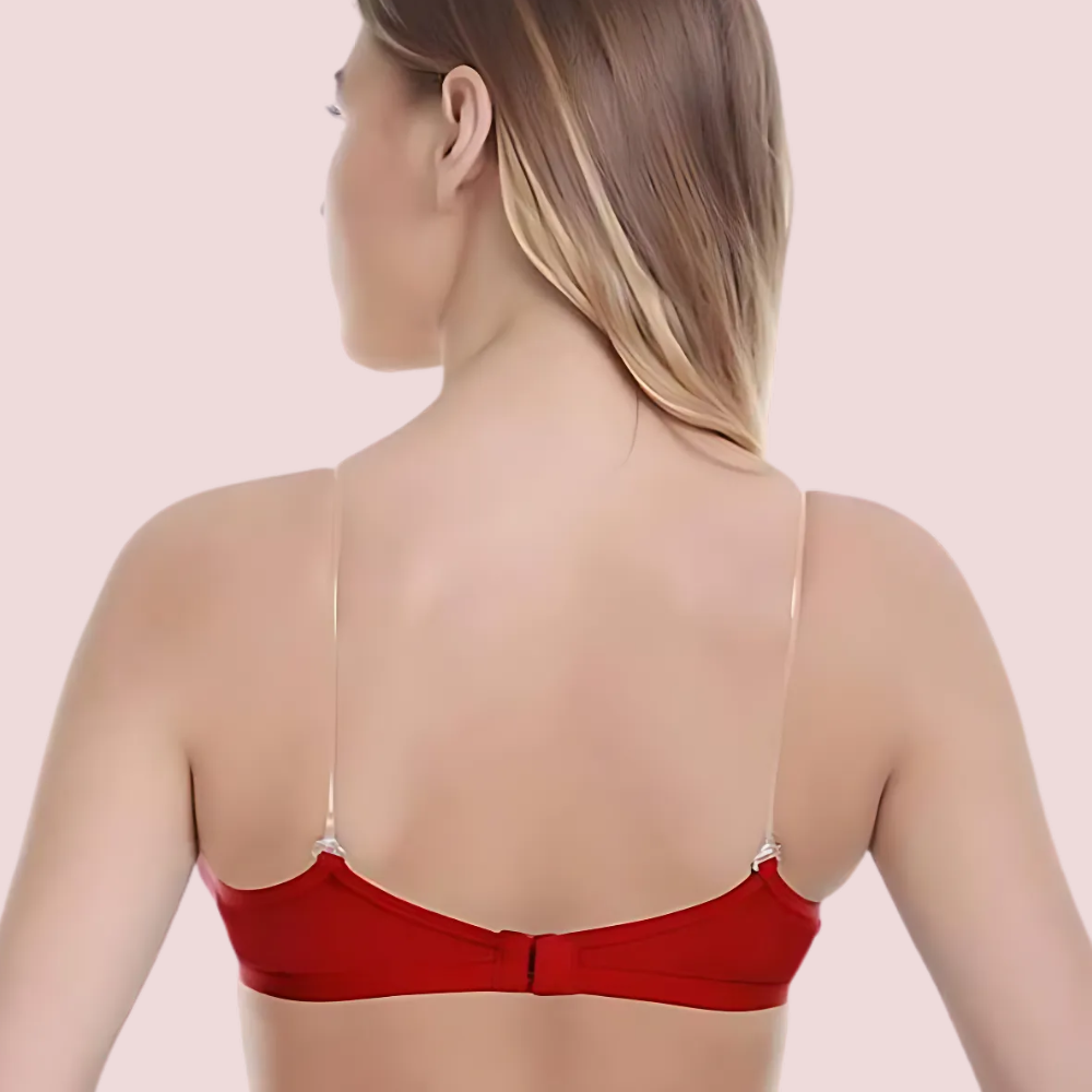 Clear Straps Red Hosiery Bras (Pack of 2)