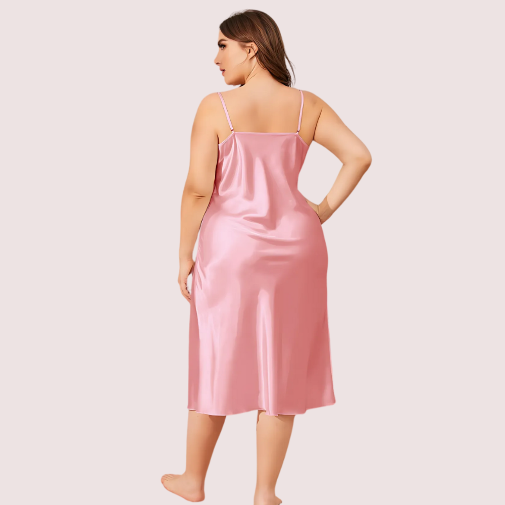 Plus Size Solid Satin Slip Dress (4XLโ5XL)