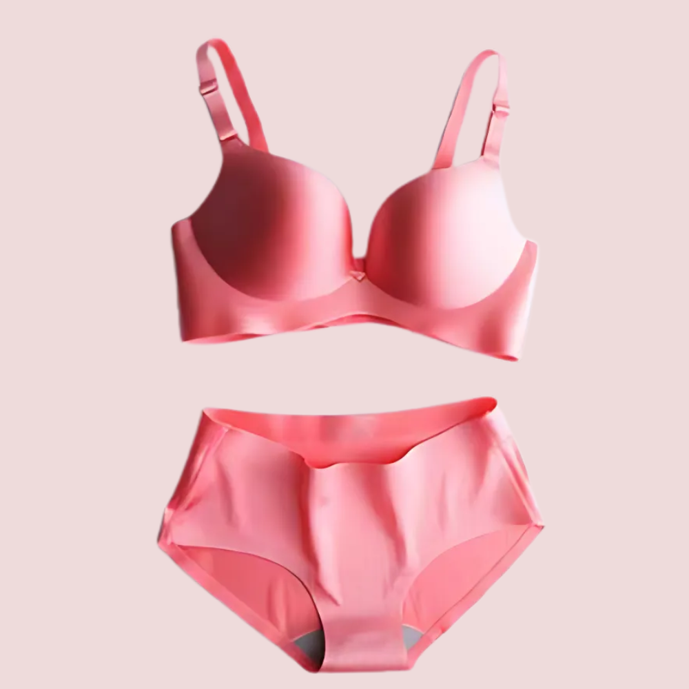 Seductive Pink Seamless Padded Pushup Bra Panty Set