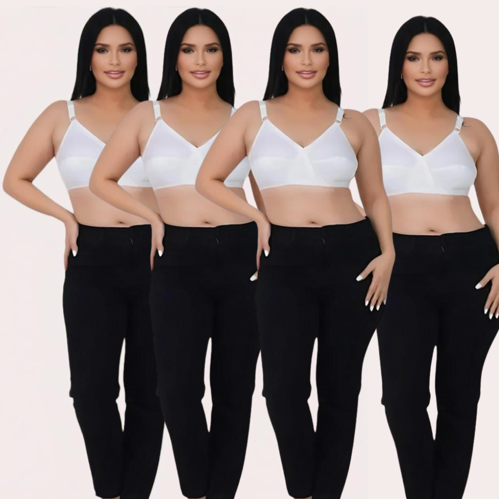PureBreeze 4-Pack – White Cotton Bras for Summers