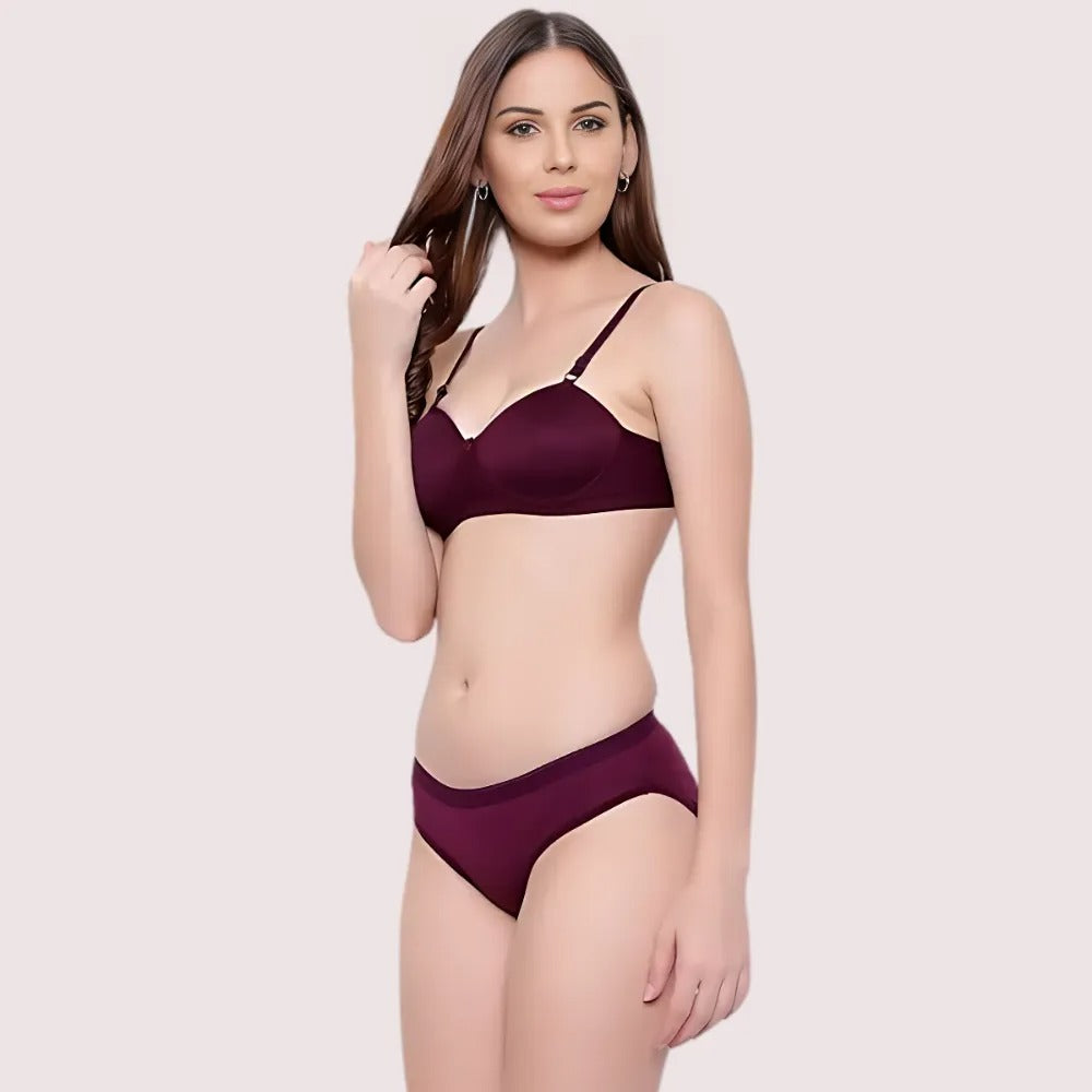Padded Non-Wired Push-Up Bra Panty Set (Pack of 2)