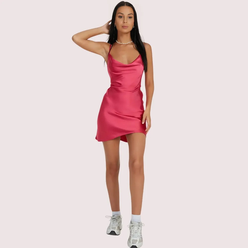 Twilight Elegance Satin Party Dress