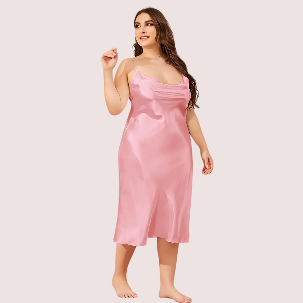 Plus Size Solid Satin Slip Dress (4XLโ5XL)