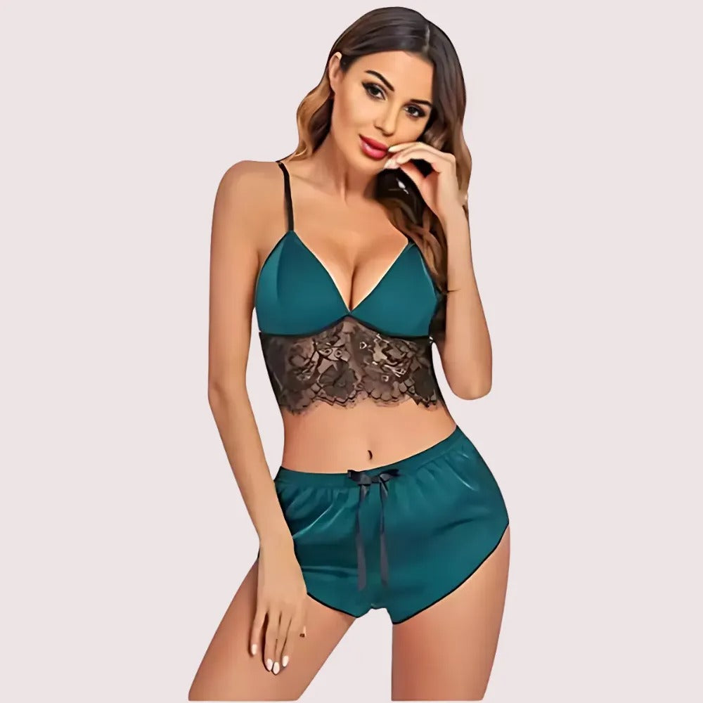 Soft Satin Sleep Sets with Lace Accents