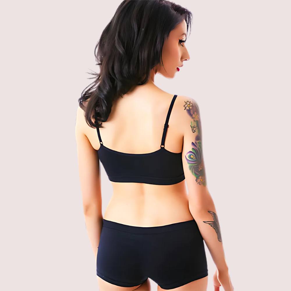 Sporty Spaghetti Strap Sports Bra Matching Boyshort