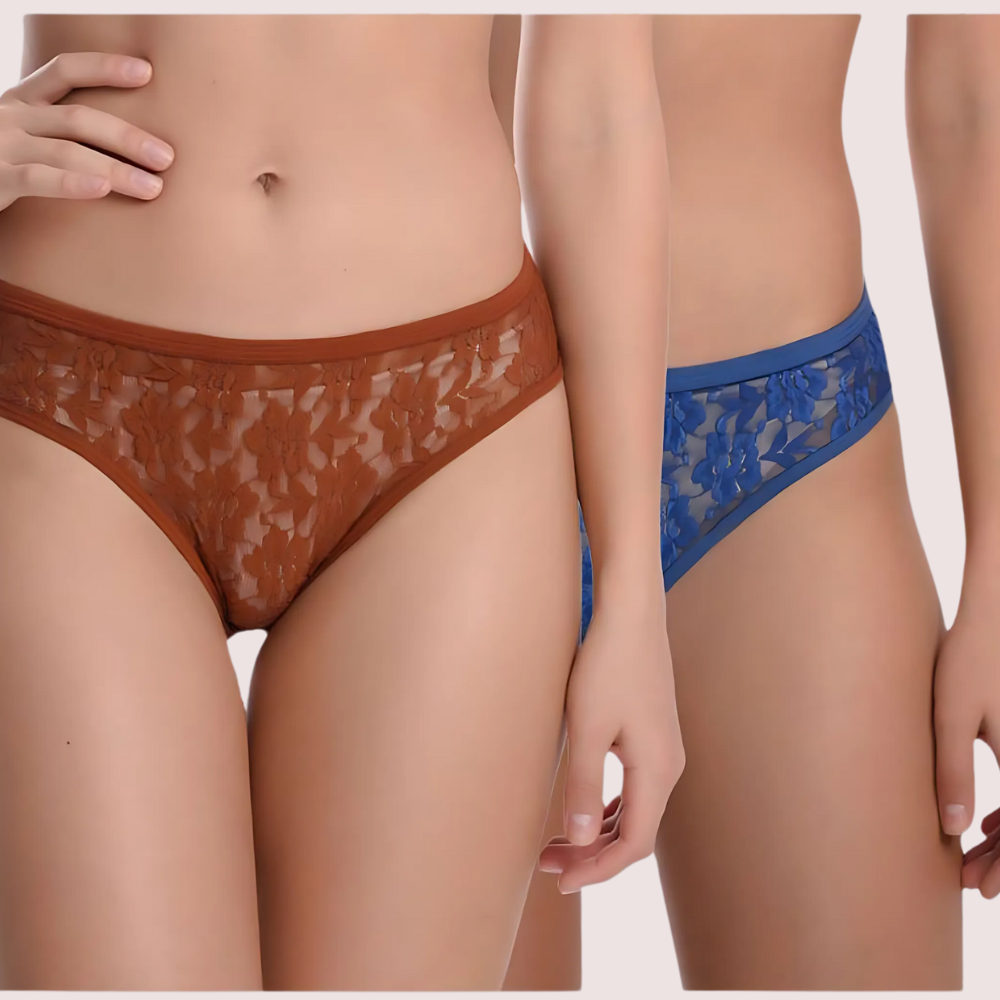 Multicolor Lace Design Women's Bikini (Pack of 2)