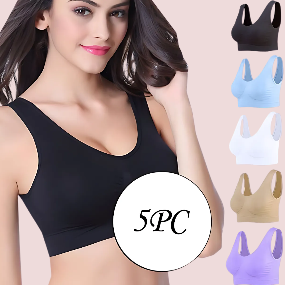 5 pack medium impact Comfort Sports Bras
