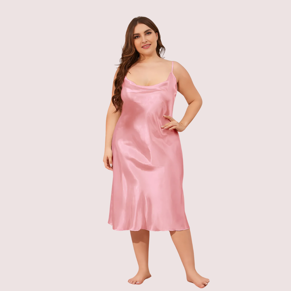 Plus Size Solid Satin Slip Dress (4XLโ5XL)