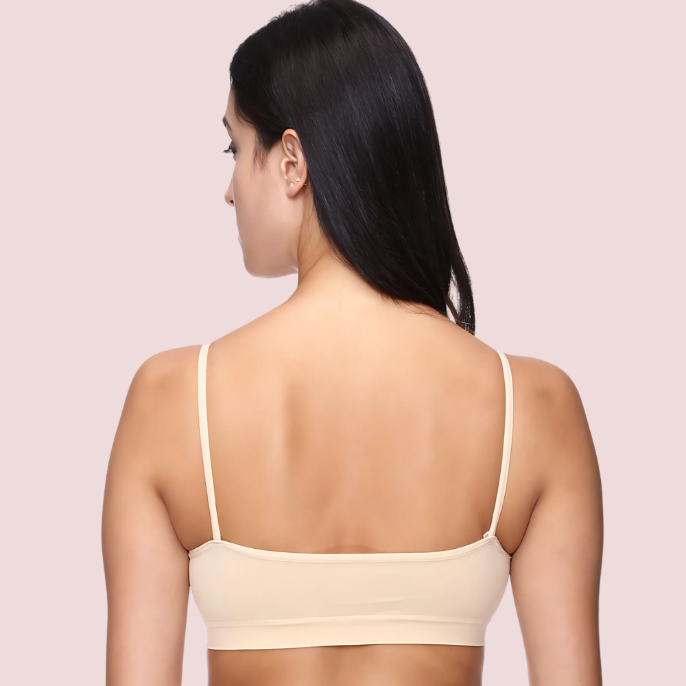Comfort Beige Thin Straps Sports Bra