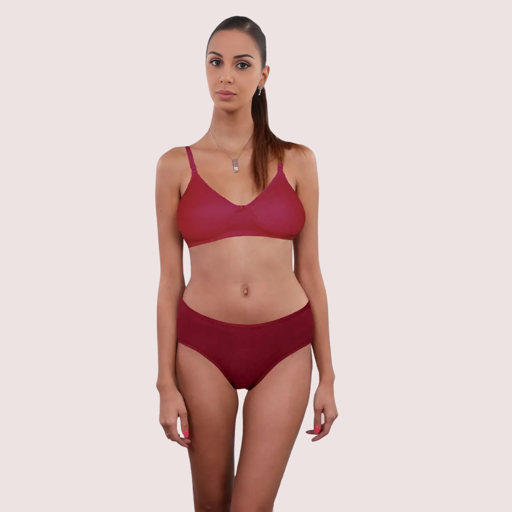 Organic Cotton Brown Bra Panty Set For Humid Weather