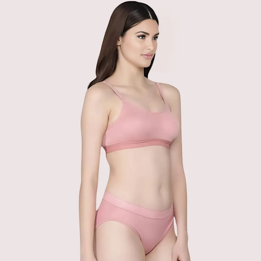 Wire-Free Women's Cotton Sports Bra Panty Set (2 pack)