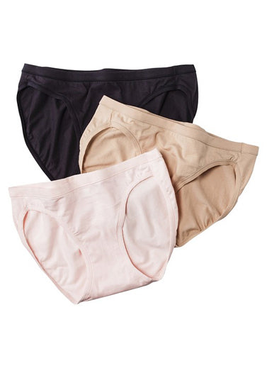 Plus Size Elastic Waist Panties 3-Pack + 1 Free Bra