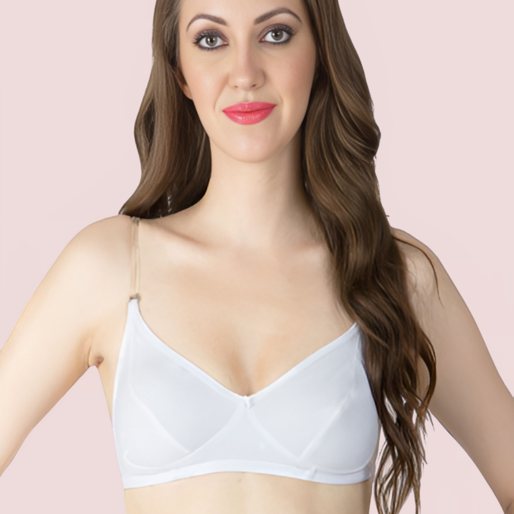 Classic White Transparent Strap Bra