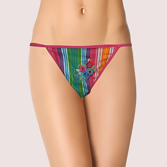 Cool Stripes N Flower Print G-String Thong