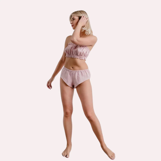 Organic Cotton Ruffled Bandeau & Vintage Knickers Set