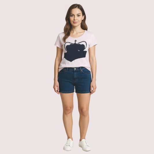 Pink Crown Graphic Casual Tee