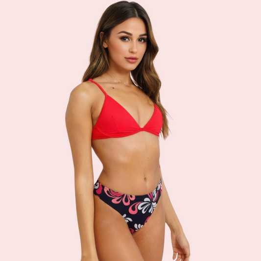 Floral Print High-Cut Bikini Bottom (Bottom Only)