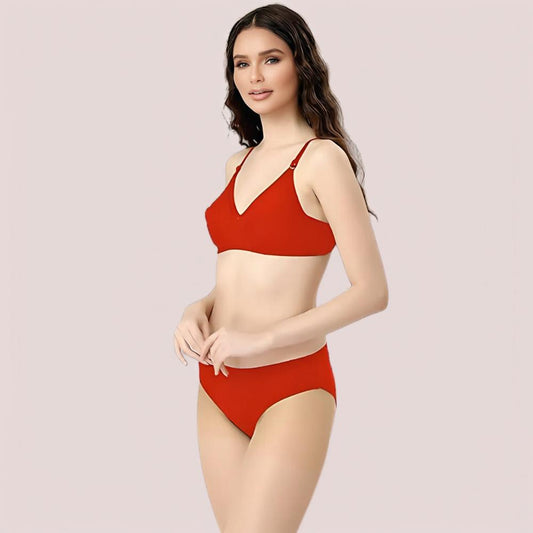 Cherry Hug – Red Cotton Bra & Panty Set